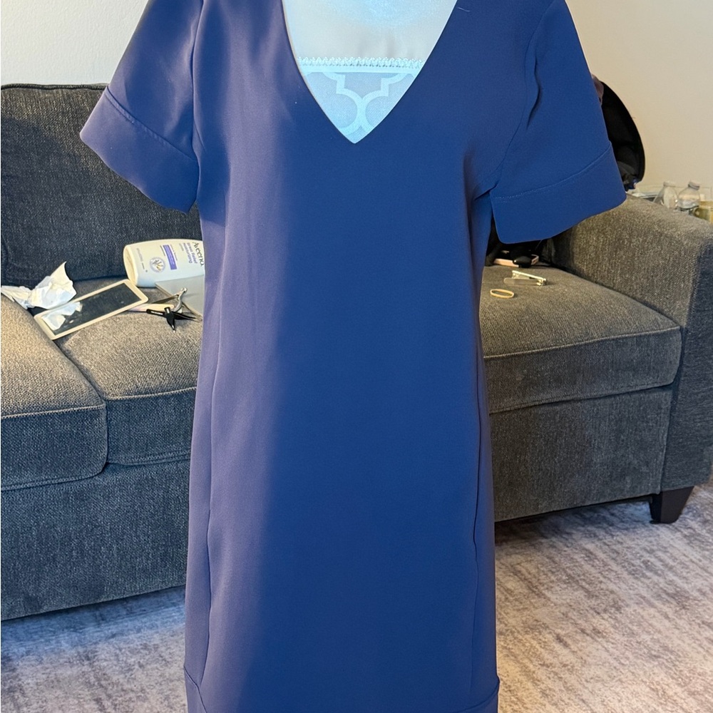 Theory Navy V-Neck Mini Dress
